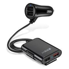 HMQ-C801 1.8m 8A Max 4 Ports USB Car Charger with Extending USB HUB for Front & Back Seat Charging, HMQ-C801