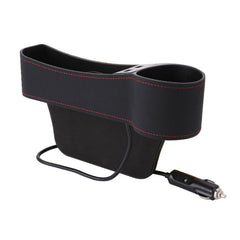 Car Multi-functional Co-pilot Seat Console PU Leather Box Cigarette Lighter Charging Pocket Cup Holder Seat Gap Side Storage Box, Co-pilot Seat
