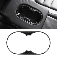 Car Carbon Fiber Rear Armrest Water Cup Holder Panel Decorative Sticker for Volkswagen Touareg, Rear Armrest Water Cup Holder
