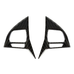 2 PCS Car Carbon Fiber Steering Wheel Button Decorative Sticker for Volkswagen Touareg, Steering Wheel Button