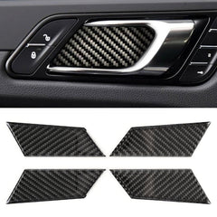 4 PCS Carbon Fiber Car Inner Door Bowl Decorative Sticker for Porsche Macan, Inner Door Bowl