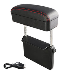 Universal Car Wireless Qi Standard Charger PU Leather Wrapped Armrest Box Cushion Car Armrest Box Mat with Storage Box, 1pc(Black Red), 1pc(Black White), 1pc(Grey), 1pc(Beige), 1pc(Brown), 1pc(Black)