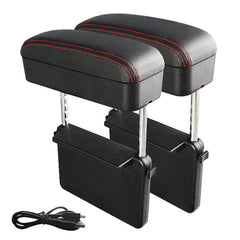 2 PCS Universal Car Wireless Qi Standard Charger PU Leather Wrapped Armrest Box Cushion Car Armrest Box Mat with Storage Box, 2pcs(Black Red), 2pcs(Black White), 2pcs(Grey), 2pcs(Beige), 2pcs(Brown)