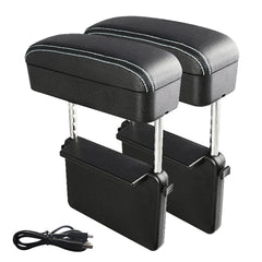 2 PCS Universal Car Wireless Qi Standard Charger PU Leather Wrapped Armrest Box Cushion Car Armrest Box Mat with Storage Box, 2pcs(Black White), 2pcs(Grey), 2pcs(Beige), 2pcs(Brown), 2pcs(Black Red)