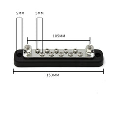 10 Way Power Distribution Bus Bar 10-bit Single Distribution Box for Car / RV / Boat, 10-bit