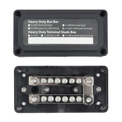 Max DC 48V 100A Heavy-Duty Module Design Bus Bar 4 M6 / 12 M4 Terminal Studs Box Busbar for Car / RV / Boat, 100A