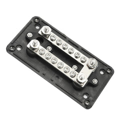 Max DC 48V 100A Heavy-Duty Module Design Bus Bar 4 M6 / 12 M4 Terminal Studs Box Busbar for Car / RV / Boat, 100A