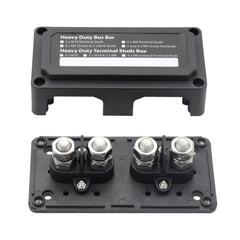 Max DC 48V 200A Heavy-Duty Module Design Bus Bar 4 M10 Terminal Studs Box Busbar for Car / RV / Boat, 200A