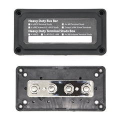 Max DC 48V 300A Heavy-Duty Module Design Bus Bar 4 M8 Terminal Studs Box Busbar for Car / RV / Boat, 300A
