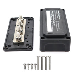 Max DC 48V 300A Heavy-Duty Module Design Bus Bar 4 M8 Terminal Studs Box Busbar for Car / RV / Boat, 300A