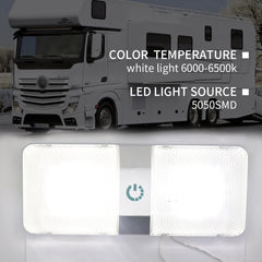 D4376D DC11-18V 6W 6000-6500K IP50 48LEDs SMD-5050 Marine RV Dimmable LED Dome Light Ceiling Lamp, with Touch Control, D4376D