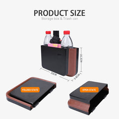 929 Car Foldable Hanging Trash Can Storage Bin with Small Table, with Small Table Black