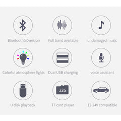 BC42 Bluetooth 5.0 Multi-function Car Colorful Atmosphere Lamp MP3 Player, Support TF Card & U Disk & FM, BC42