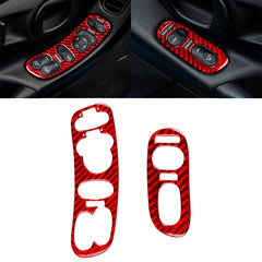 2 in 1 Car Carbon Fiber Door Control Panel Memory Seat Sticker Set for Chevrolet Corvette C5 1998-2004, Left Drive, Door Control Panel Sticker A