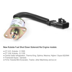 Excavator Fuel Shutdown Shut Off Solenoid Valve for Kubota V1505 R90 1503ES-12A5UC9S, For Kubota V1505