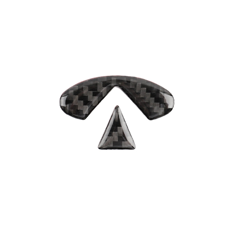 2 PCS Car Carbon Fiber Steering Wheel Logo Decorative Sticker for Infiniti Q50 / Q60 2014-2020, Steering Wheel Logo