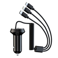 Universal Car 3 in 1 Quick Charger Dual Port USB Charger Power Outlet Adapter, Cable Length: 55cm, X3