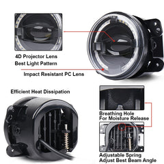 2 PCS 4 inch Car LED Angel Eyes Spotlight Modified Fog Lights for Jeep Wrangler / Dodge / Chrysler PT Cruiser, For Jeep / Dodge