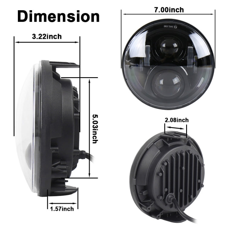 7 inch Round LED Motorcycle Headlight Modified Spotlight for Honda, For Honda Silver, For Honda