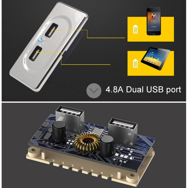 4.8A Short Cable RV Bus Modified Car Charger Dual USB Charger, 4.8A