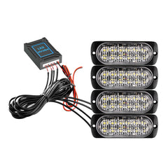 DC12V-24V / 18W 4 in 1 Front Grille Emergency Strobe Flash Warning Light Pickup 12LEDs Side Light Wireless Control 16 Modes