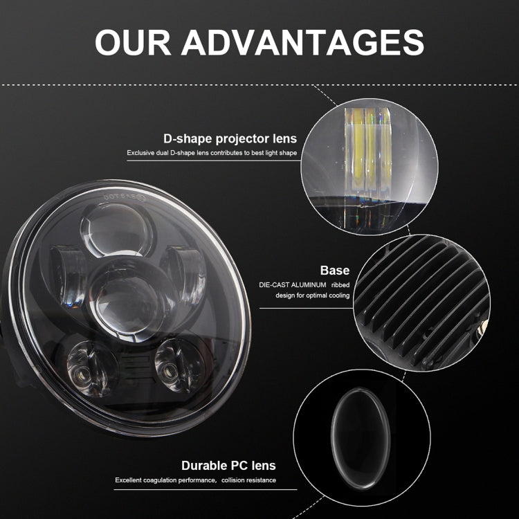 EagleVision DC9-30V 35W 6000K 4000LM 5.75 inch Round Motorcycle 6LEDs Headlight for Harley-Davidson, 5.75 inch 6LEDs