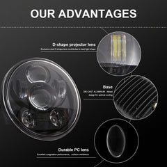 EagleVision DC9-30V 35W 6000K 4000LM 5.75 inch Round Motorcycle 6LEDs Headlight for Harley-Davidson, 5.75 inch 6LEDs