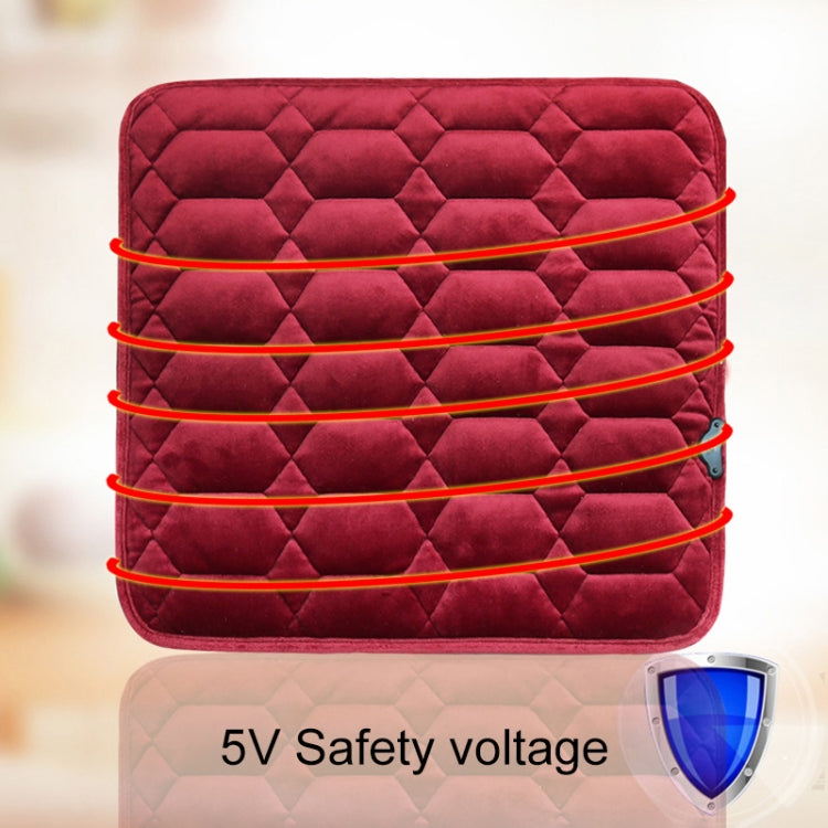 Car USB Seat Heater Cushion Warmer Cover Winter Heated Warm Mat, Style: Square, Square (Black), Square (Red)