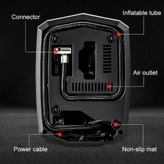Car 12V Portable Inflatable Cylinder Pedal Digital Display Air Pump with Light & Tool Box, Digital Display with Tool Box