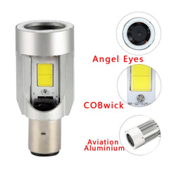 BA20D DC12-80V / 20W / 6000K / 2000LM Motorcycle Headlight with Angel Eyes, BA20D (Red), BA20D (Blue)