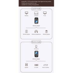 T-14 Bluetooth 5.0 2 In 1 LCD Digital Display Bluetooth Adapter Receiver Transmitter, T-14