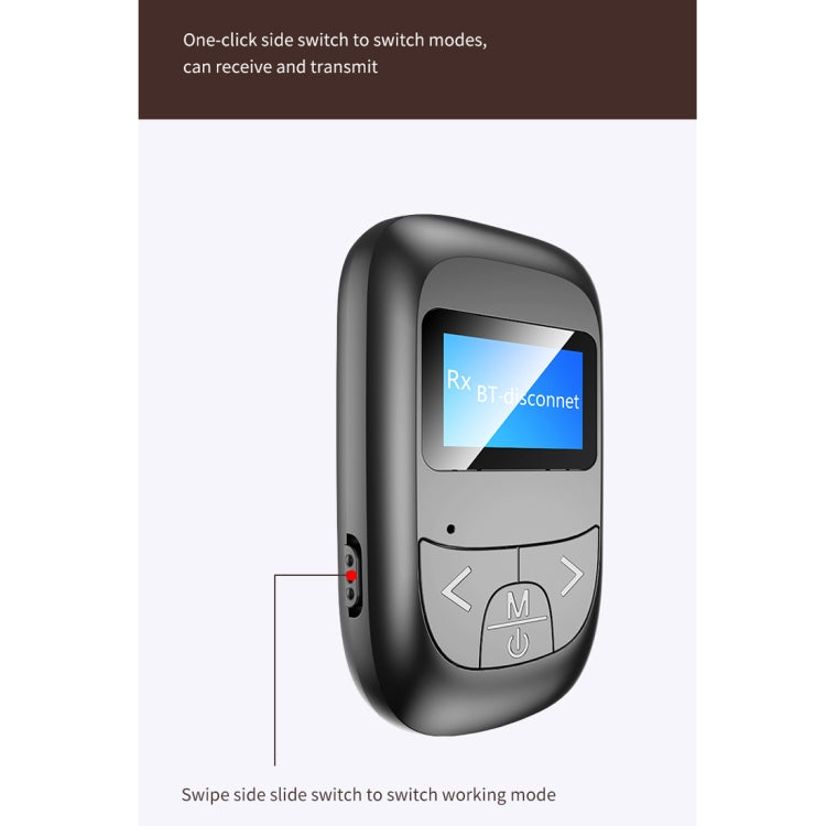 T-14 Bluetooth 5.0 2 In 1 LCD Digital Display Bluetooth Adapter Receiver Transmitter, T-14