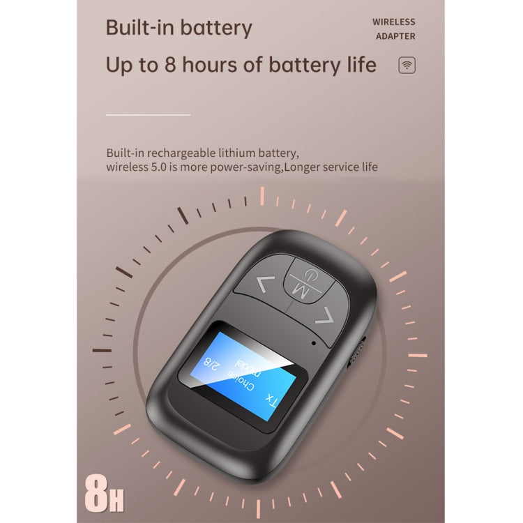 T-14 Bluetooth 5.0 2 In 1 LCD Digital Display Bluetooth Adapter Receiver Transmitter, T-14