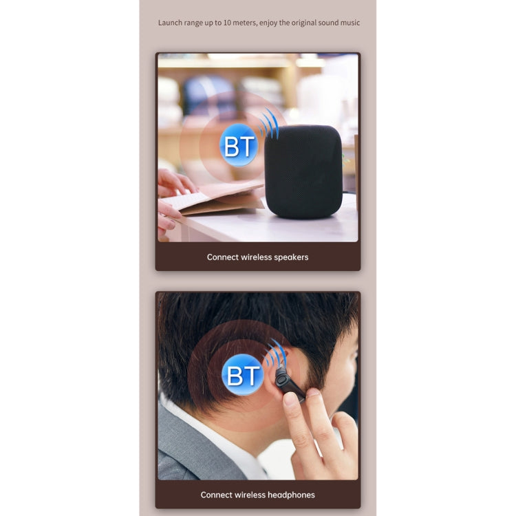 T-14 Bluetooth 5.0 2 In 1 LCD Digital Display Bluetooth Adapter Receiver Transmitter, T-14