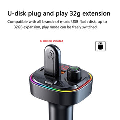 C13 Multifunctional Car Dual USB PD Fast Charger Bluetooth FM Transmitter with Atmosphere Light, C13