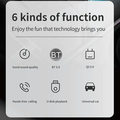 C14 Multifunctional Car Dual QC3.0+PD18W USB Charger Bluetooth FM Transmitter with Atmosphere Light, C14