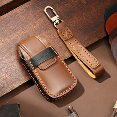 Hallmo Car Cowhide Leather Key Protective Cover Key Case for Audi A6L / A8L / A4 / A7 / A5 C Style, For Audi A6L C Style