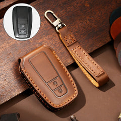 Hallmo Car Cowhide Leather Key Protective Cover Key Case for Toyota Corolla 2018 2-button, For Toyota Corolla 2018 2-button