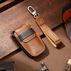 Hallmo Car Cowhide Leather Key Protective Cover Key Case for Toyota Corolla 2018 2-button, For Toyota Corolla 2018 2-button