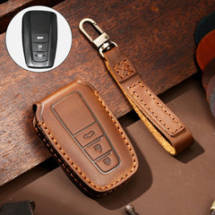 Hallmo Car Cowhide Leather Key Protective Cover Key Case for Toyota Corolla 2018 3-button, For Toyota Corolla 2018 3-button
