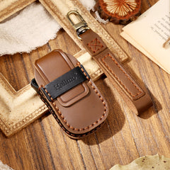 Hallmo Car Cowhide Leather Key Protective Cover Key Case for LEADING IDEAL One, For LEADING IDEAL One
