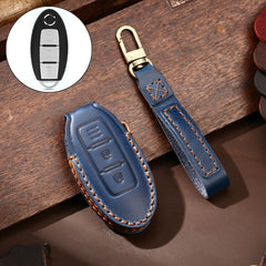Hallmo Car Cowhide Leather Key Protective Cover Key Case for Nissan Sylphy 2-button, For Nissan Sylphy 2-button