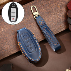 Hallmo Car Cowhide Leather Key Protective Cover Key Case for Nissan Sylphy 3-button Horn, For Nissan Sylphy 3-button Horn, Fr Nissan Sylphy 3-button Horn