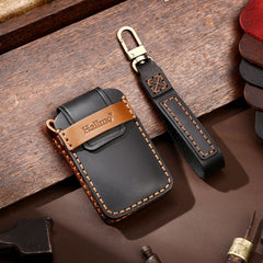 Hallmo Car Cowhide Leather Key Protective Cover Key Case for Volvo 6-button, For Volvo 6-button