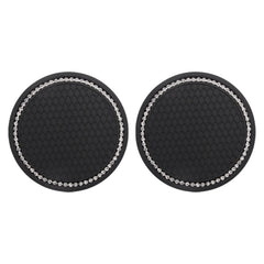 2 PCS Car Diamond Anti-skid Soft Rubber Water Cup Mat