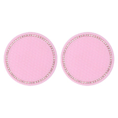 2 PCS Car Diamond Anti-skid Soft Rubber Water Cup Mat