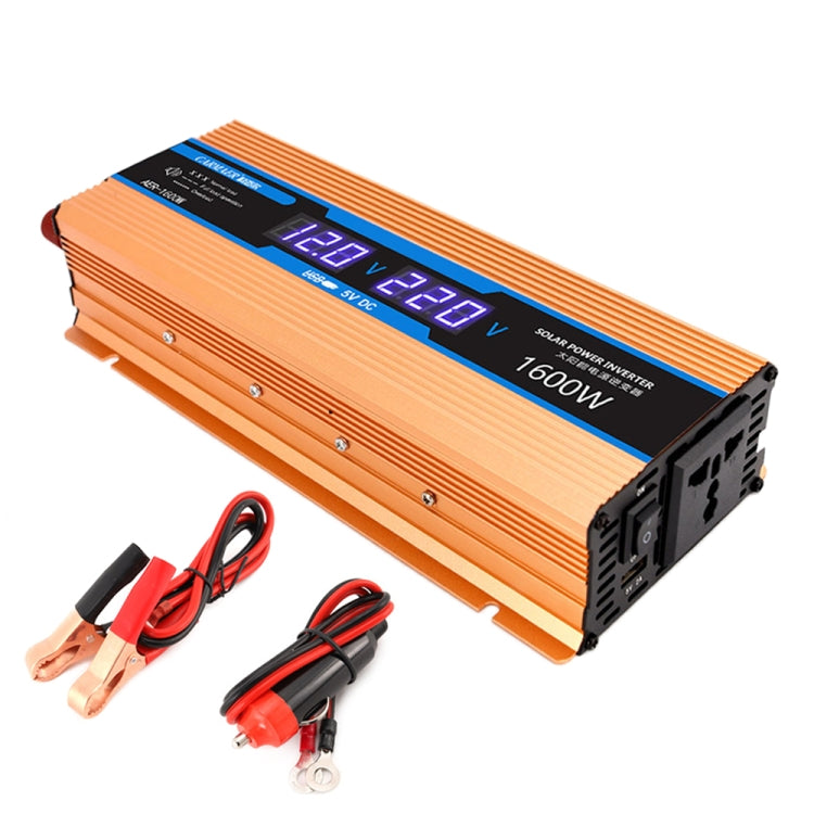 Carmaer 12V to 220V 1600W Car Multi-function Double Digital Display Inverter Household Power Converter, 12V to 220V 1600W