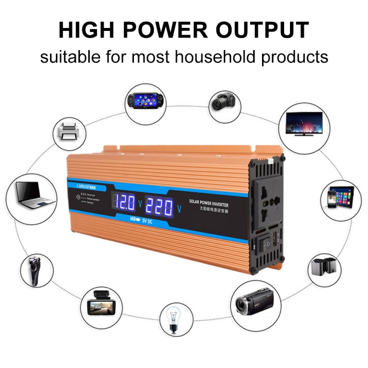 Carmaer 12V to 220V 1600W Car Multi-function Double Digital Display Inverter Household Power Converter, 12V to 220V 1600W