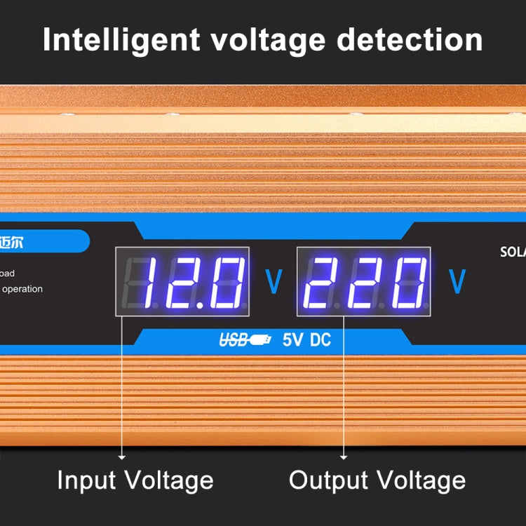 Carmaer 12V to 220V 2200W Car Multi-function Double Digital Display Inverter Household Power Converter, 12V to 220V 2200W