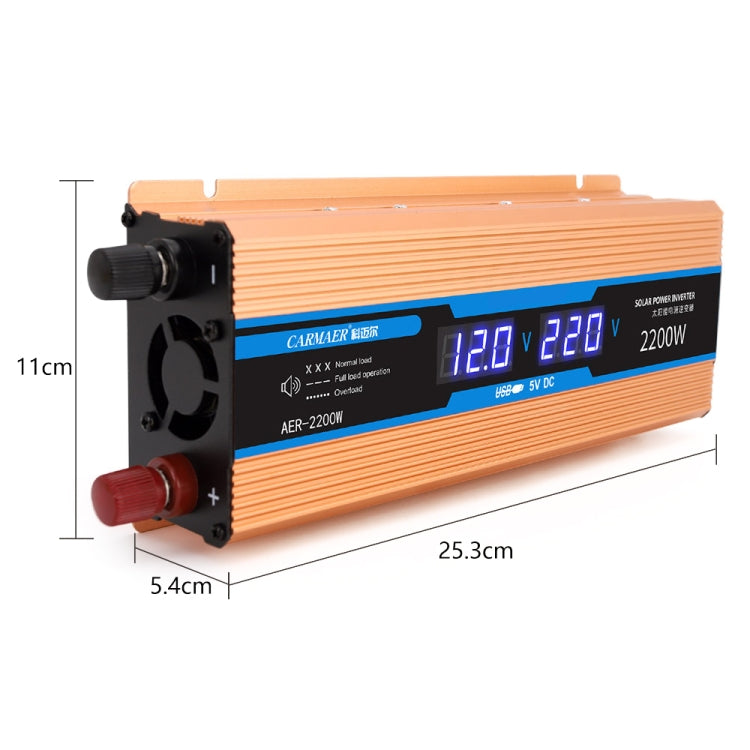 Carmaer 24V to 220V 2200W Car Multi-function Double Digital Display Inverter Household Power Converter, 24V to 220V 2200W